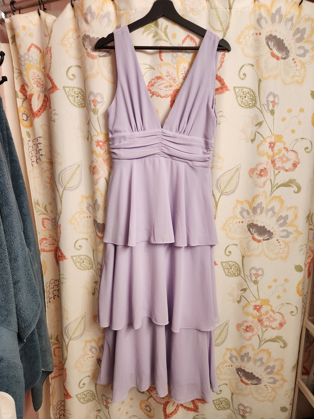 Lulu's Soft Lavender Tiered V-Neck Dress